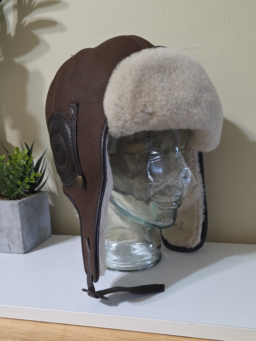RICARDO Beverly Hills NWOT Leather & Sheepskin Pilot Aviator Hat - XL (63)